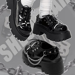 Punk y2k thick-soled leather shoes