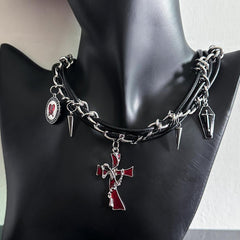 Cross Irregular Leather Rope Necklace