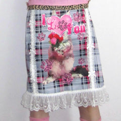 Cat Lace Patchwork Half Skirt