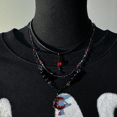 Multi-Layered Scarlet Moon Necklace