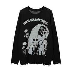 y2k retro dark knitted loose sweater