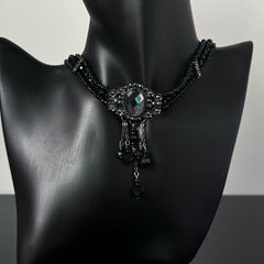 Black Multi-Layered Crystal Zirconia Necklace