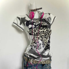 Punk retro print short sleeves