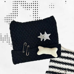 Y2k cute star knitted hat