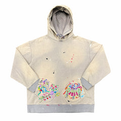 Street art oversize distressed hooded sweatshirt