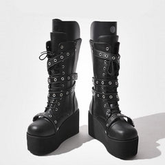 y2k punk height-enhancing thick-soled knight boots