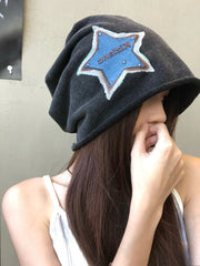 Retro beanie star pile hat autumn and winter