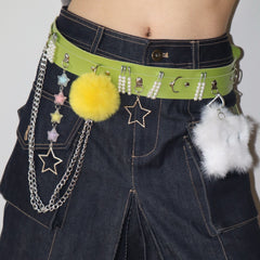 y2k cute five-pointed star belt