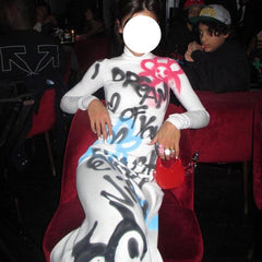 Printed Y2K Long Sleeve Dress