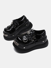 Punk y2k thick-soled leather shoes