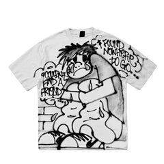 Graffiti Gothic Skateboarding Draped Short Sleeve T-Shirt