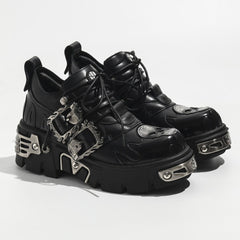 y2k cyberpunk rock skull gothic thick-soled shoes