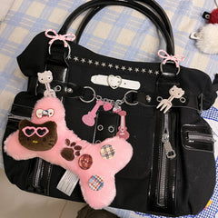 Black pink y2k hot girl shoulder bag