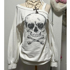 y2k skull print long sleeve top