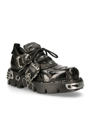 y2k thick-soled metal dark punk low-top leather shoes