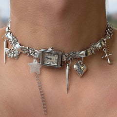 Heavy Duty Cross Clock Necklace