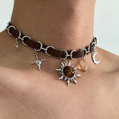 Sun Leather Rope Necklace