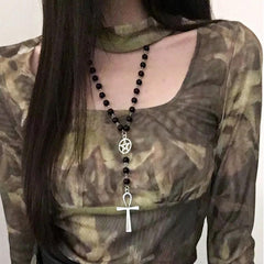 Long Pentagram Cross Necklace