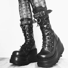 y2k thick-soled punk mid-calf boots