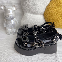 Lolita thick-soled shoes Y2K leather shoes