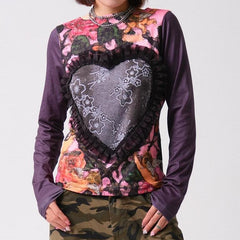 Lace Heart Patchwork Top