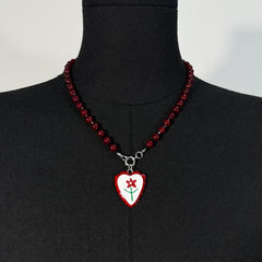 Love Pendant Red Beaded Necklace