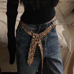 Hot Girl Leopard Print Belt Vintage Denim Belt