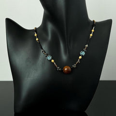 Brown Round Beads Beaded Necklace