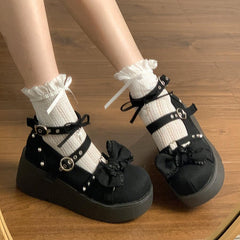 lolita punk y2k sweet cool hot girl thick-soled leather shoes