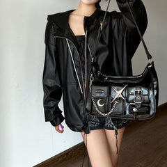 Sweet and cool hot girl motorcycle shoulder bag