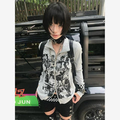 y2k vintage punk zip-up top