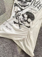 Vintage slim fit punk rock skull women's T-shirt