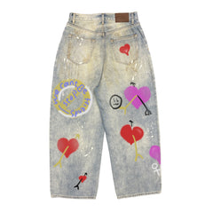 Graffiti bunny print straight jeans