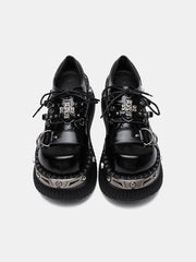 Punk y2k thick-soled leather shoes