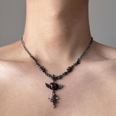 Gun Black Skull Cross Necklace