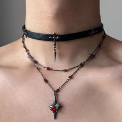 Extra Cross Black and Red Necklace