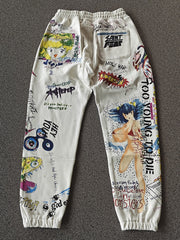 Casual loose-fitting graffiti trousers