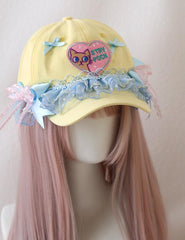 Dopamine cap y2k style lace bow hat