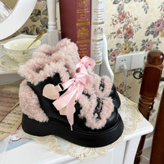 Cute warm y2k snow boots plus fleece Martin boots