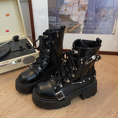 Y2K sweet cool hot girl thick sole lolita rivet Martin boots