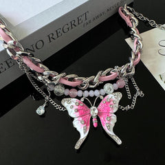 Pink Butterfly Necklace