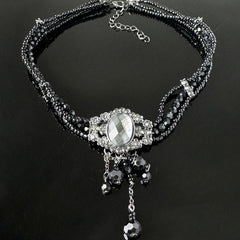 Black Multi-Layered Crystal Zirconia Necklace