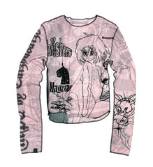 Pink Graffiti Bottom Shirt Long Sleeve T-Shirt