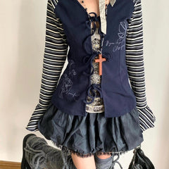 y2k cardigan striped knitted jacket