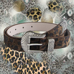 y2k punk leopard print vintage belt