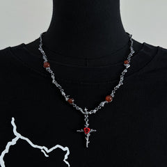 Cross Rose Necklace