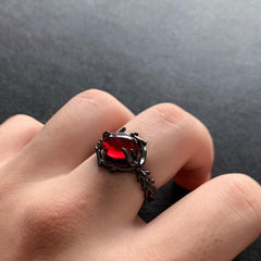 Red Thorn Zirconia Adjustable Ring