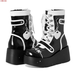 Cute thick-soled boots punk y2k thick-soled mid-calf boots