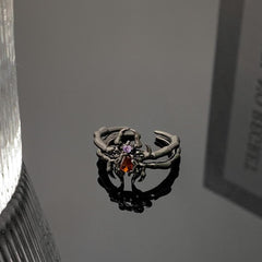 Red Zirconia Spider Ring