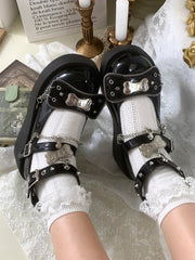 Y2K thick-soled shoes Lolita height-increasing leather shoes